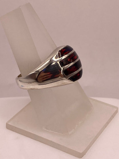 Anillo de Plata Ley 950 con Ópalo de Fuego Rojo, vista frontal