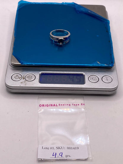Anillo de Plata Ley 950 con Ópalo de Fuego y Zirconia Tornasol, peso en gramos (báscula)