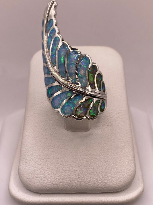 Anillo de Plata Ley 950 con Ópalo Azul — ángulo diagonal