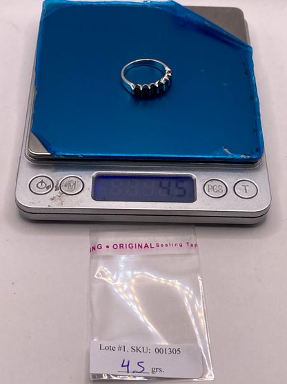 Anillo de Plata .950 con Ópalo de Fuego Azul Diseño Contemporáneo Multipiedra, peso en gramos (báscula)