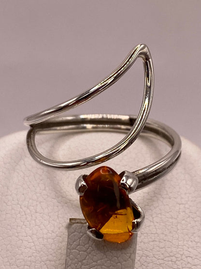 Anillo de Plata 925 con Piedra Ámbar, vista superior