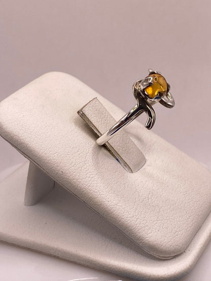 Anillo de Plata 925 con Piedra Ámbar, vista lateral