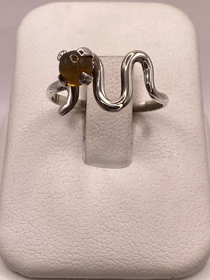 Anillo de Plata 925 con Piedra Ámbar, vista frontal
