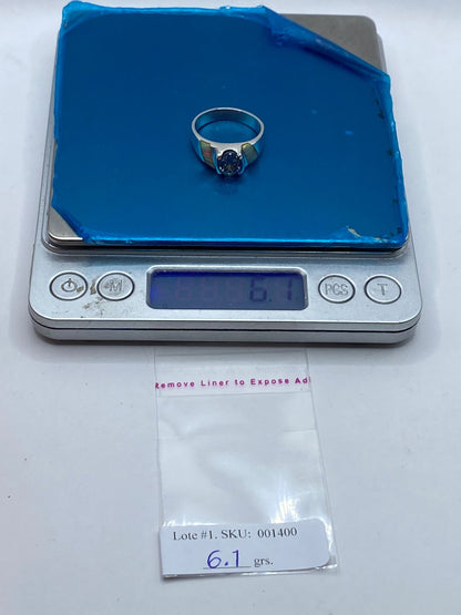 Anillo de Plata .950 con Ópalo de Fuego y Zirconia Blanca, peso en gramos (báscula)