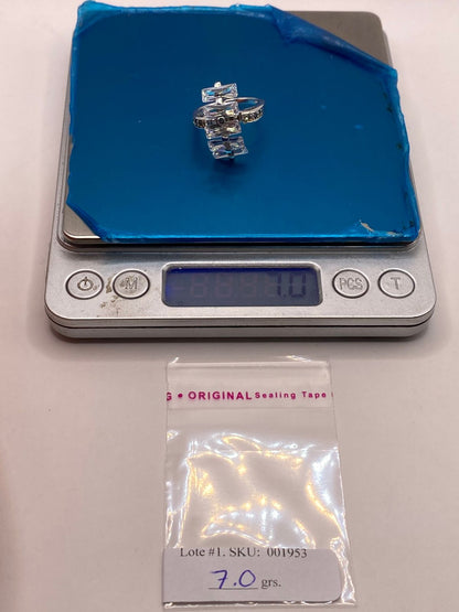 Anillo de Plata Ley 925 con Zirconias Blancas Rectangulares, peso en gramos (báscula)
