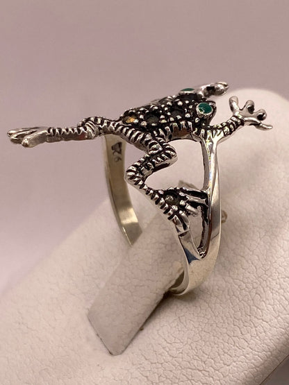 Anillo Sapo Artesanal con Marquesitas en Plata Ley 925, sello de autenticidad Plata Ley .925