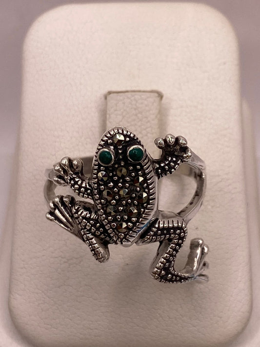 Anillo Sapo Vintage con Marquesitas en Plata Ley 925, vista frontal