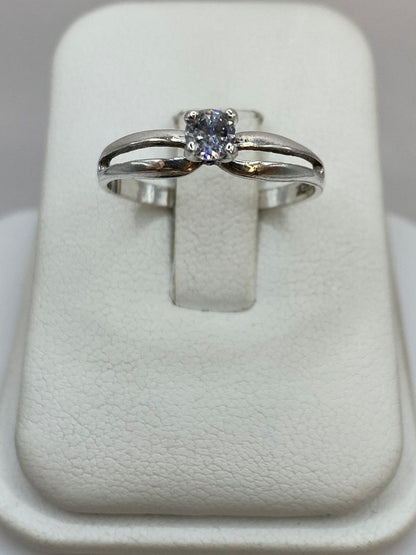 Anillo Solitario Abierto con Zirconia Blanca en Plata Ley 925 — imagen 9