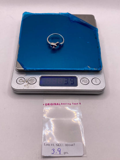 Anillo Solitario de Plata Ley 950 con Ópalo de Fuego y Zirconia, peso en gramos (báscula)