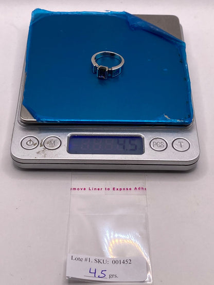 Anillo Solitario de Plata Ley 950 con Ópalo de Fuego y Zirconia Multicolor, peso en gramos (báscula)