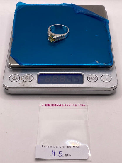 Anillo Solitario de Zirconia Amarilla Plata Ley 925, peso en gramos (báscula)