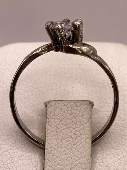 Anillo Solitario de Zirconia Blanca en Plata Ley 925