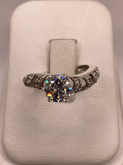 Anillo Solitario de Zirconia Blanca en Plata Ley 925, vista superior