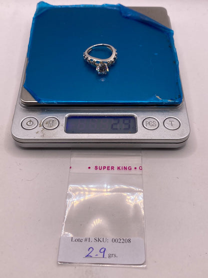 Anillo Solitario de Zirconia Blanca en Plata Ley 925, peso en gramos (báscula)