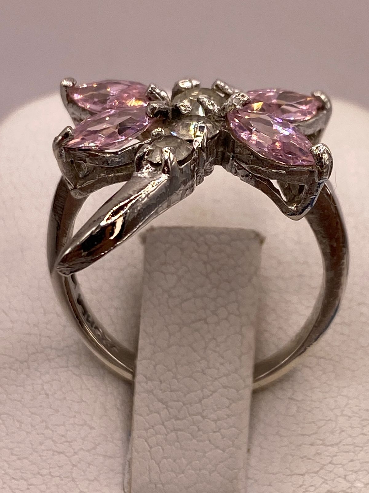 Anillo Tipo Libélula con Zirconia en Plata Ley 925, vista superior