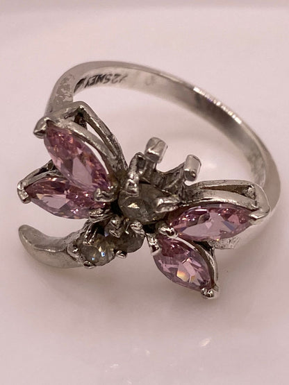 Anillo Tipo Libélula con Zirconia en Plata Ley 925, sello de autenticidad Plata Ley .925
