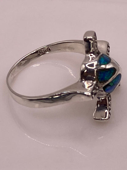 Anillo Tortuga Marina en Plata Ley 950 con Ópalo de Fuego, sello de autenticidad Plata Ley .925