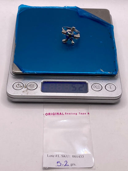Anillo Tortuga Marina de Plata Ley 950 con Ópalo de Fuego, peso en gramos (báscula)