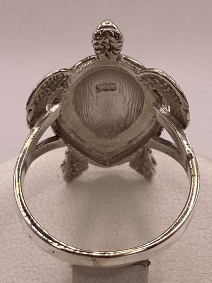 Anillo Tortuga de Plata Ley 950 con de Fuego Ópalo Multicolor, sello de autenticidad Plata Ley .925