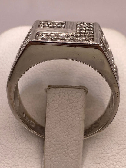 Anillo Vintage Elegante con Zirconias Brillantes en Plata Ley 925, vista posterior