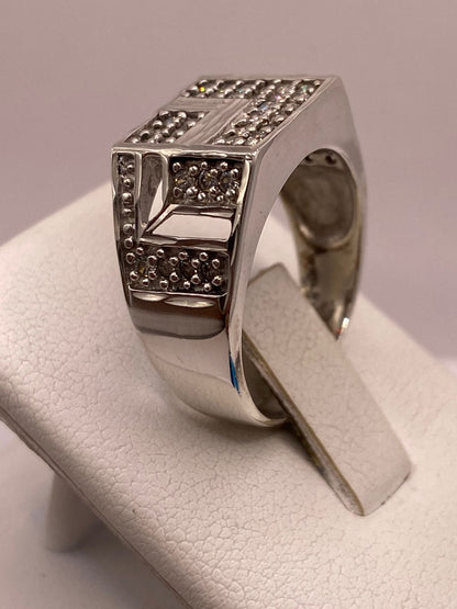 Anillo Vintage Elegante con Zirconias Brillantes en Plata Ley 925, vista superior