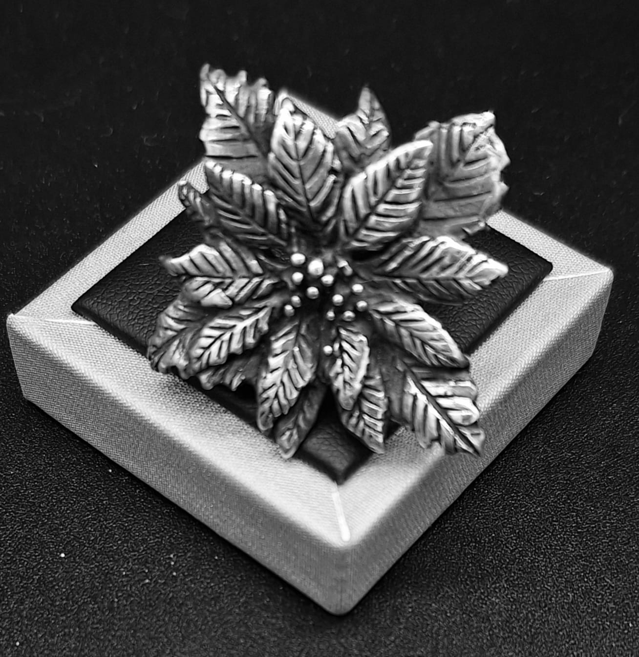 Anillo Plata Ley 925 , Nochebuena, vista frontal