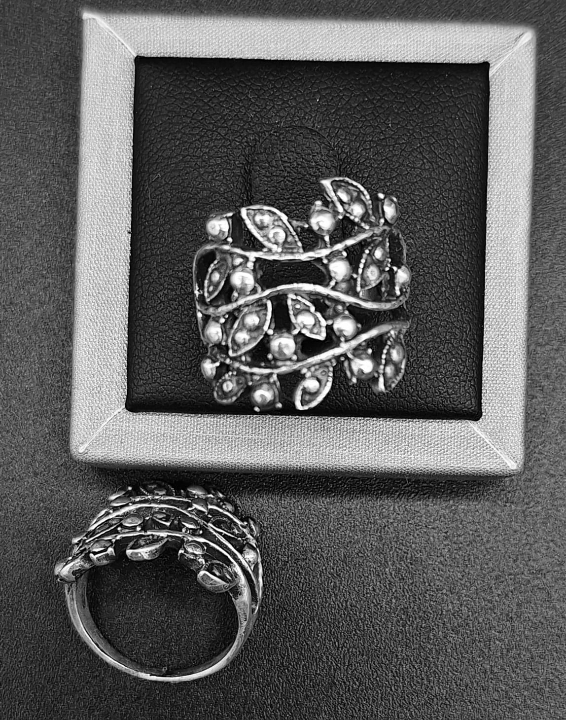 Anillo Plata Ley 925, Ramificado, vista frontal