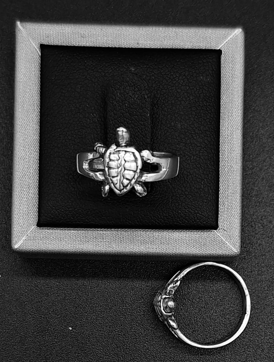 Anillo Plata Ley 925 , Tortuga, vista frontal