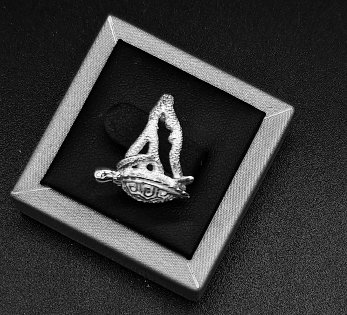Anillo Plata Ley 950, Tortuga, vista frontal