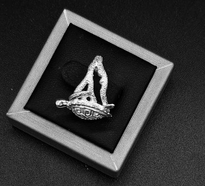 Anillo Plata Ley 950, Tortuga, vista frontal