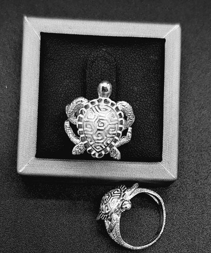 Anillo Plata Ley 950, Tortuga, sello de autenticidad Plata Ley .925