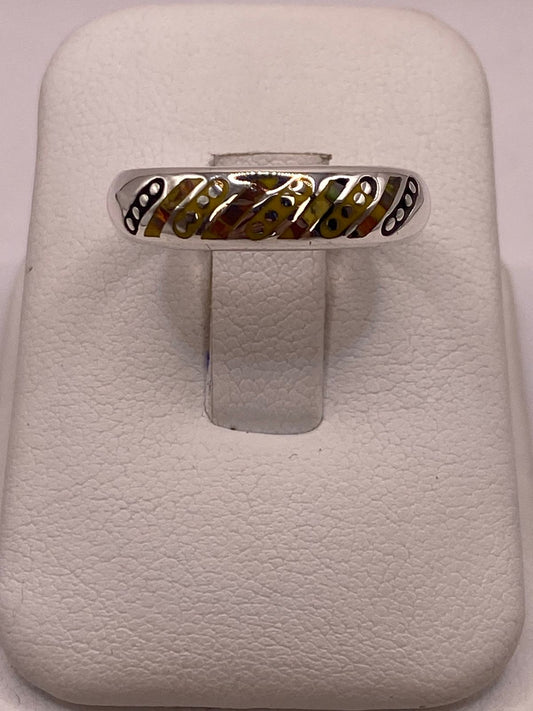 Argolla Ópalo de Fuego Multicolor Diagonal Plata 950 — ángulo diagonal