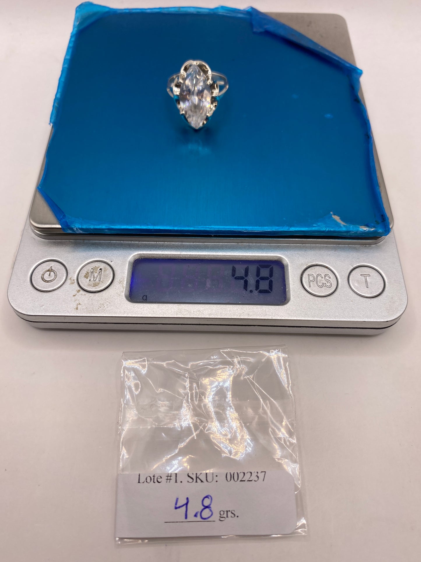 Anillo Solitario Marqués de Plata .925 con Circonia Blanca — foto 6