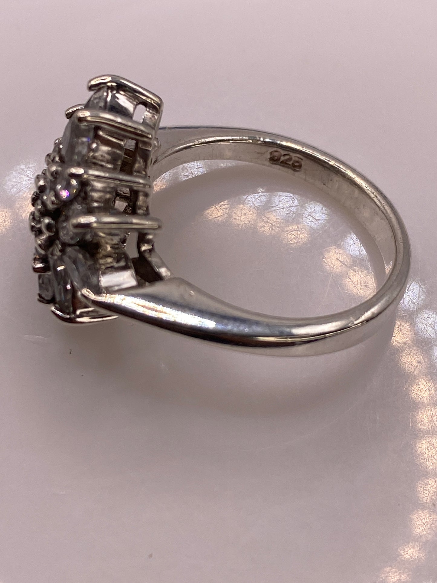 Anillo de Plata Flor de Circonia Blanca — Coctel Elegante — foto 5