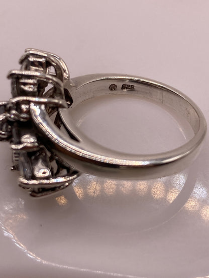 Anillo de Plata Explosión de Circonias Blancas — Coctel Vintage