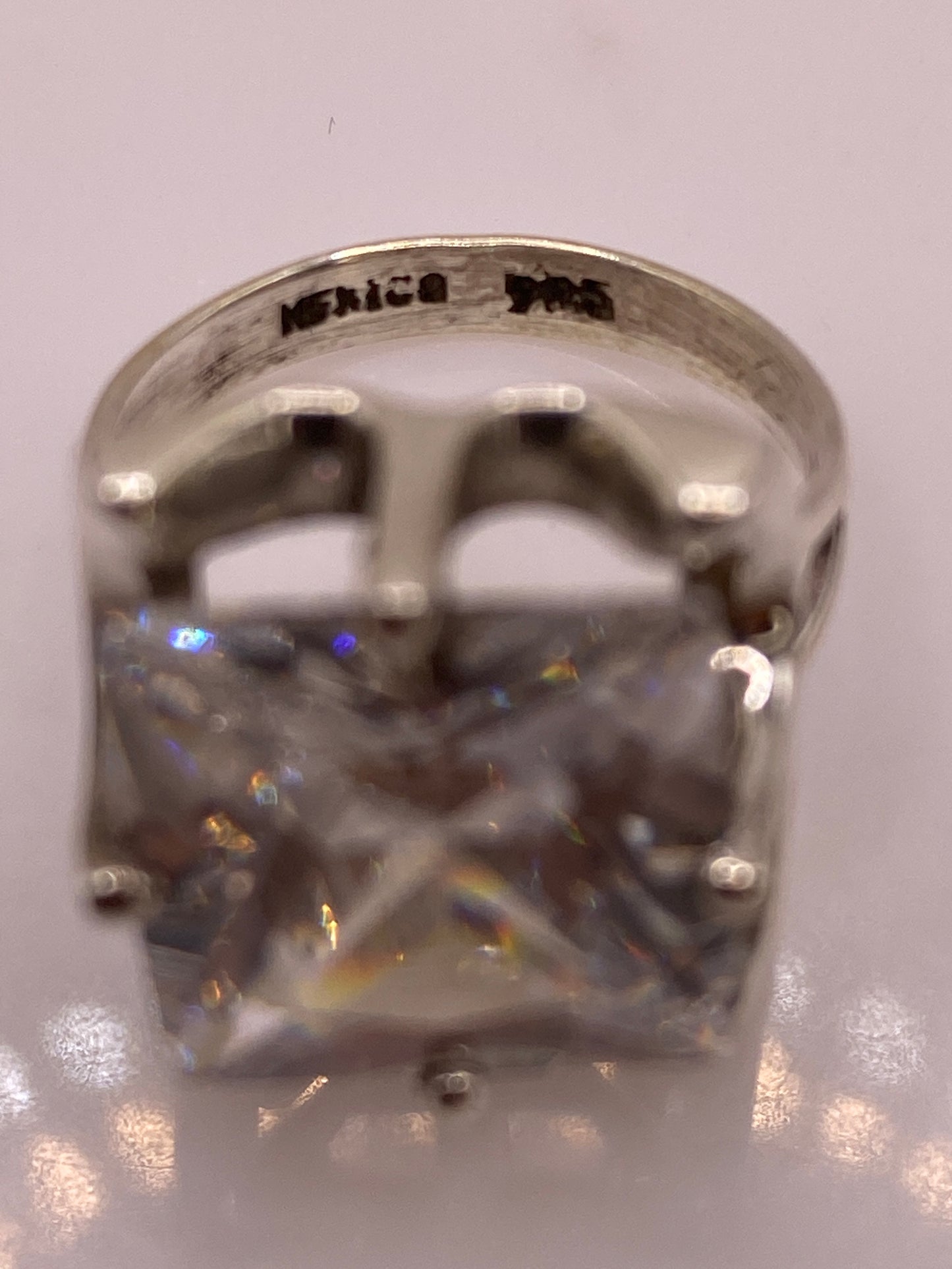 Anillo de Plata Solitario con Circonia Blanca — Coctel Brillante — foto 5