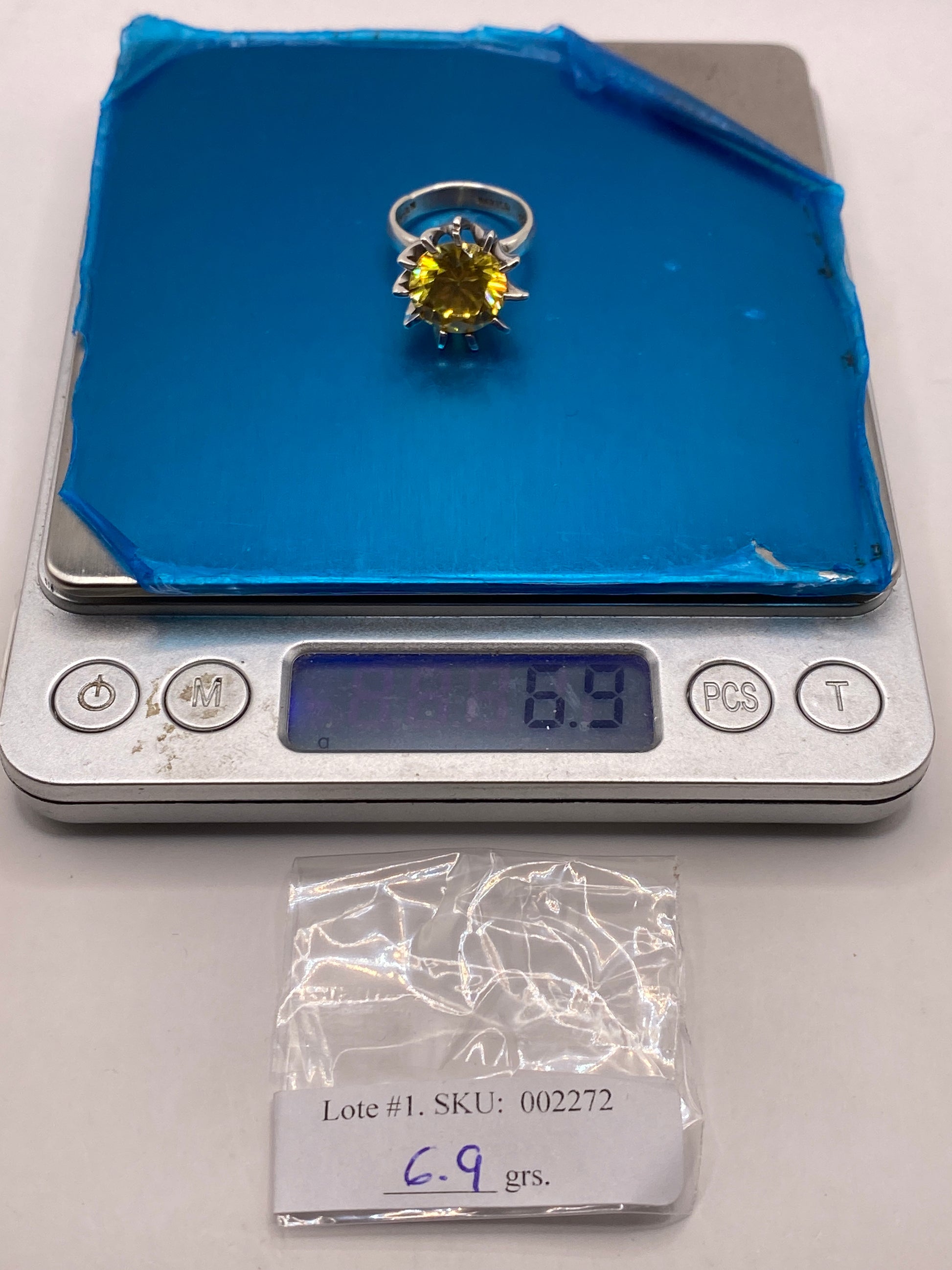 Anillo Solitario de Plata .925 con Circonia Amarillo Oro — foto 6