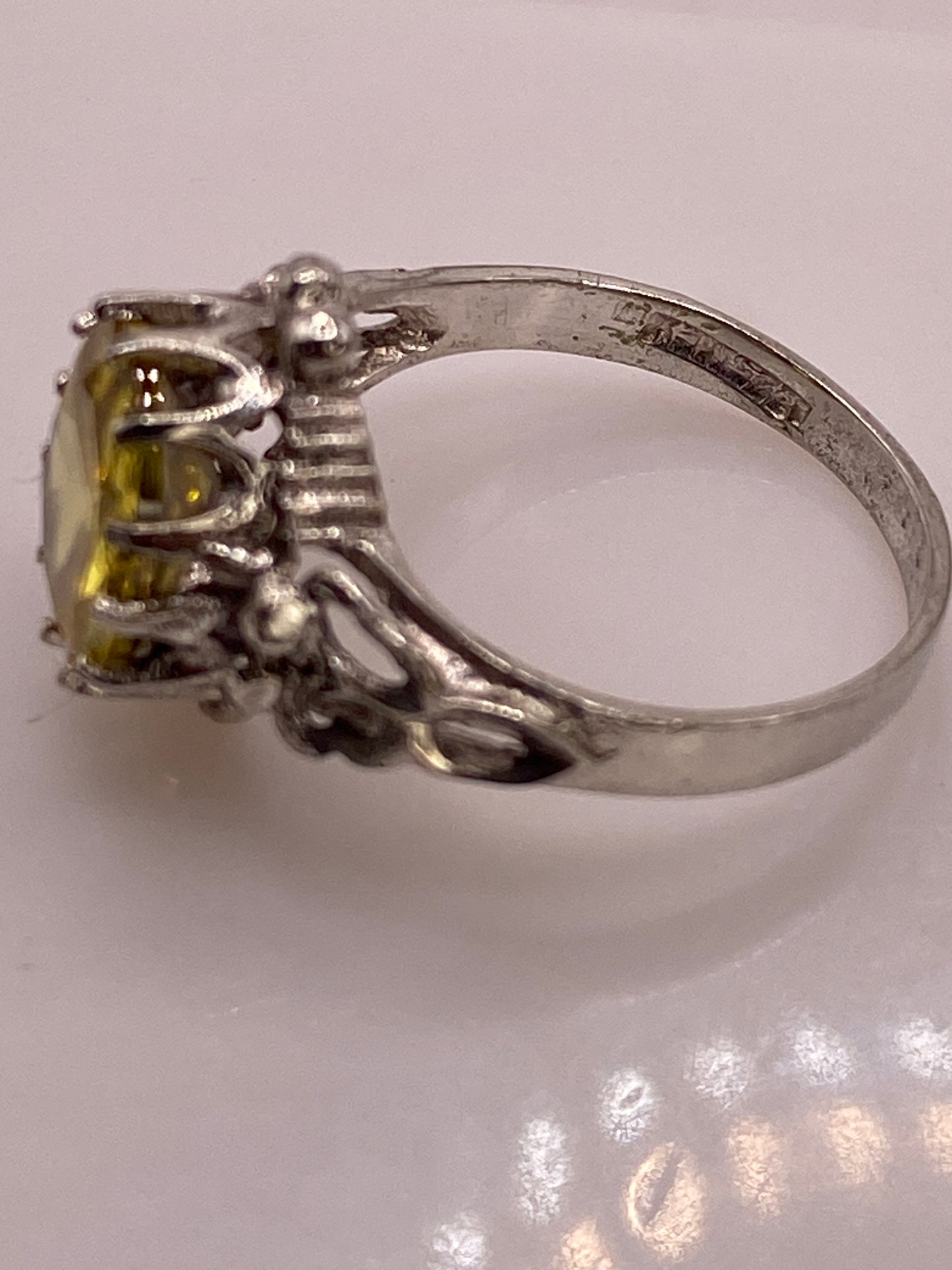 Anillo de Plata Vintage con Circonia Amarilla Brillo Coctel — foto 5