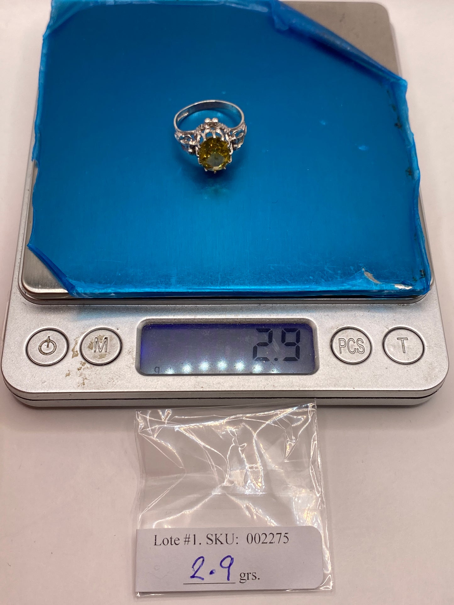 Anillo de Plata Vintage con Circonia Amarilla Brillo Coctel — foto 6