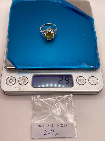 Anillo de Plata Vintage con Circonia Amarilla Brillo Coctel — foto 6