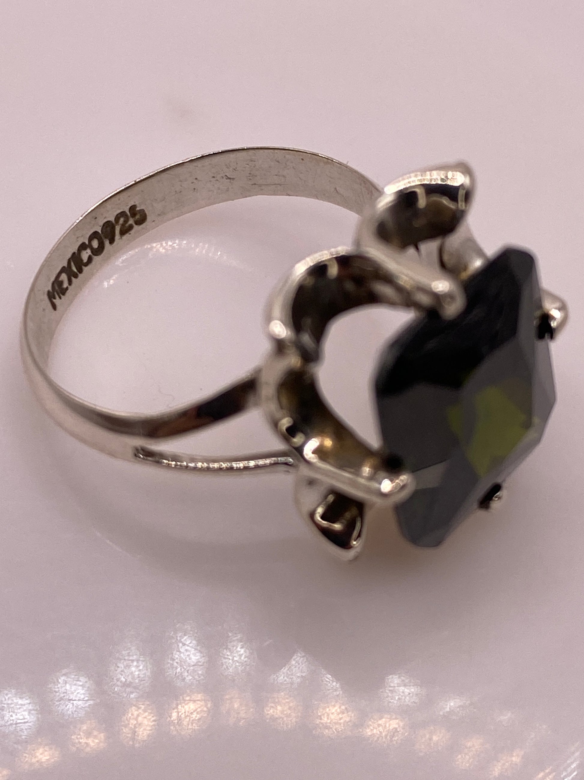 Anillo de Plata Solitario con Circonia Negra — Coctel Elegante — foto 5