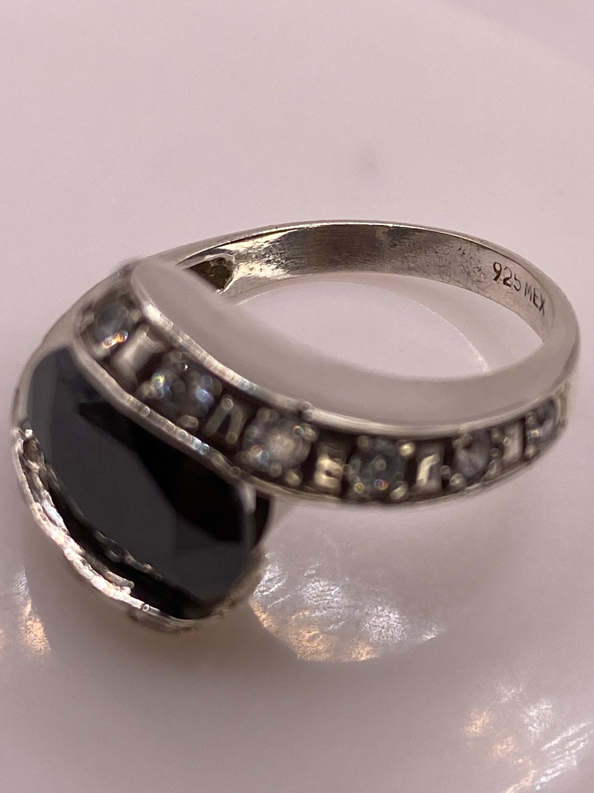 Anillo de Plata Ónix Vintage con Circonias — Cocktail Elegante — foto 5