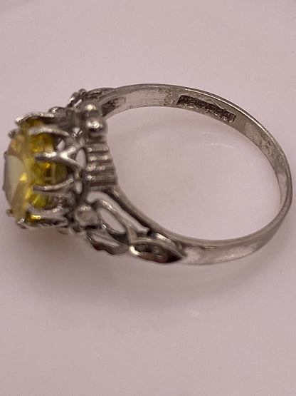 Anillo Vintage de Plata con Circonia Amarilla Dorada — Coctel Taxco — foto 5