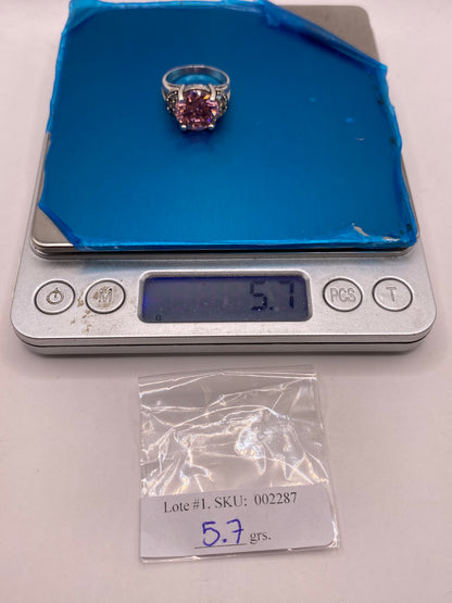 Anillo de Plata Ovalado con Circonias Púrpuras — Coctel Vintage — foto 6