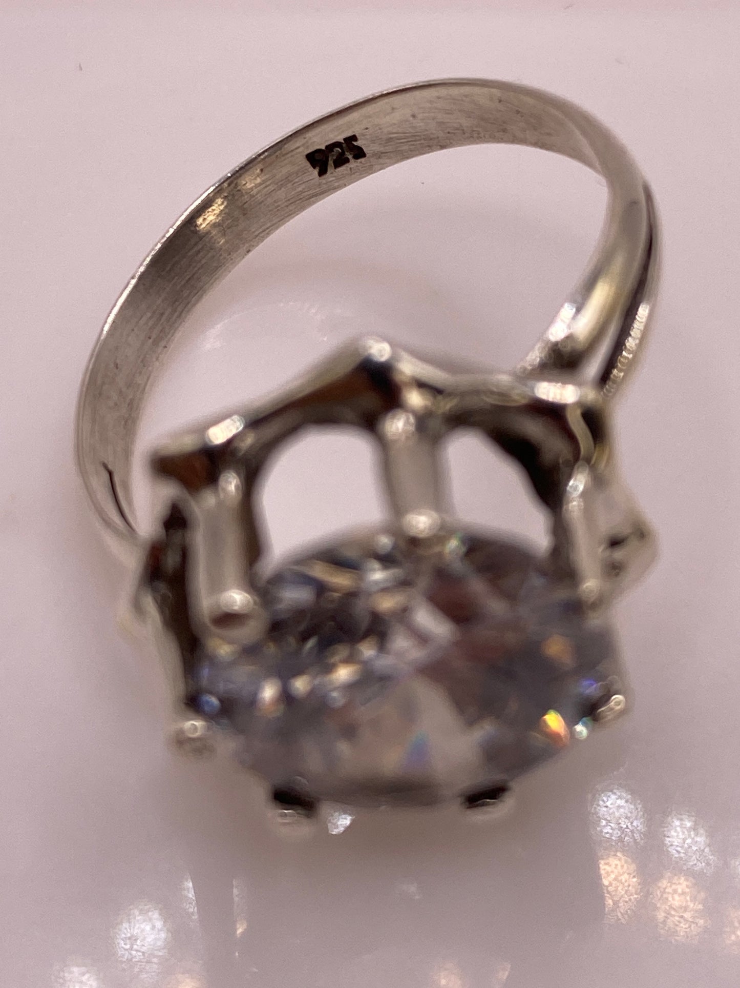 Anillo de Plata Solitario con Circonia Blanca — Brillo Coctel — foto 5
