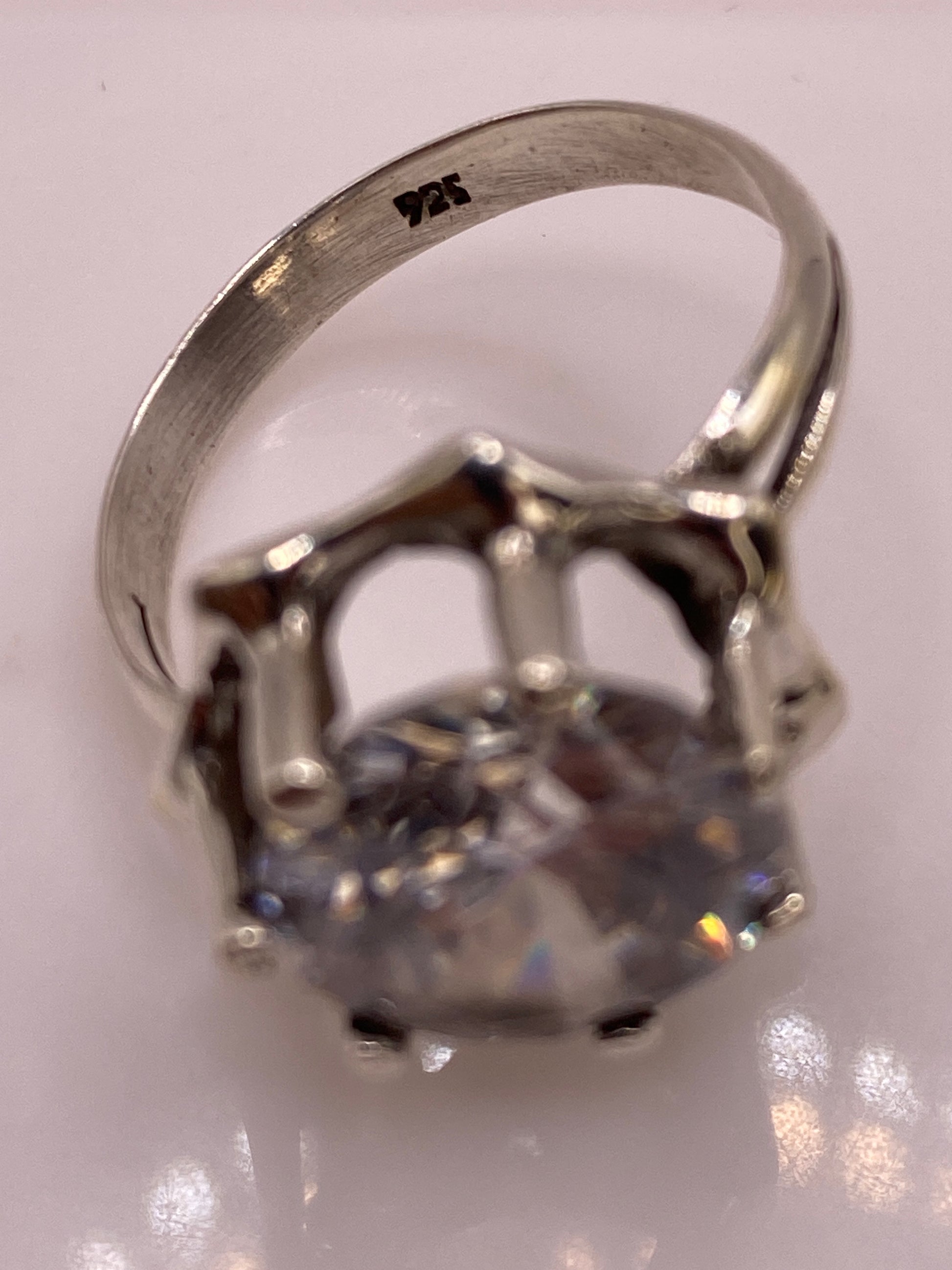 Anillo de Plata Solitario con Circonia Blanca — Brillo Coctel — foto 5