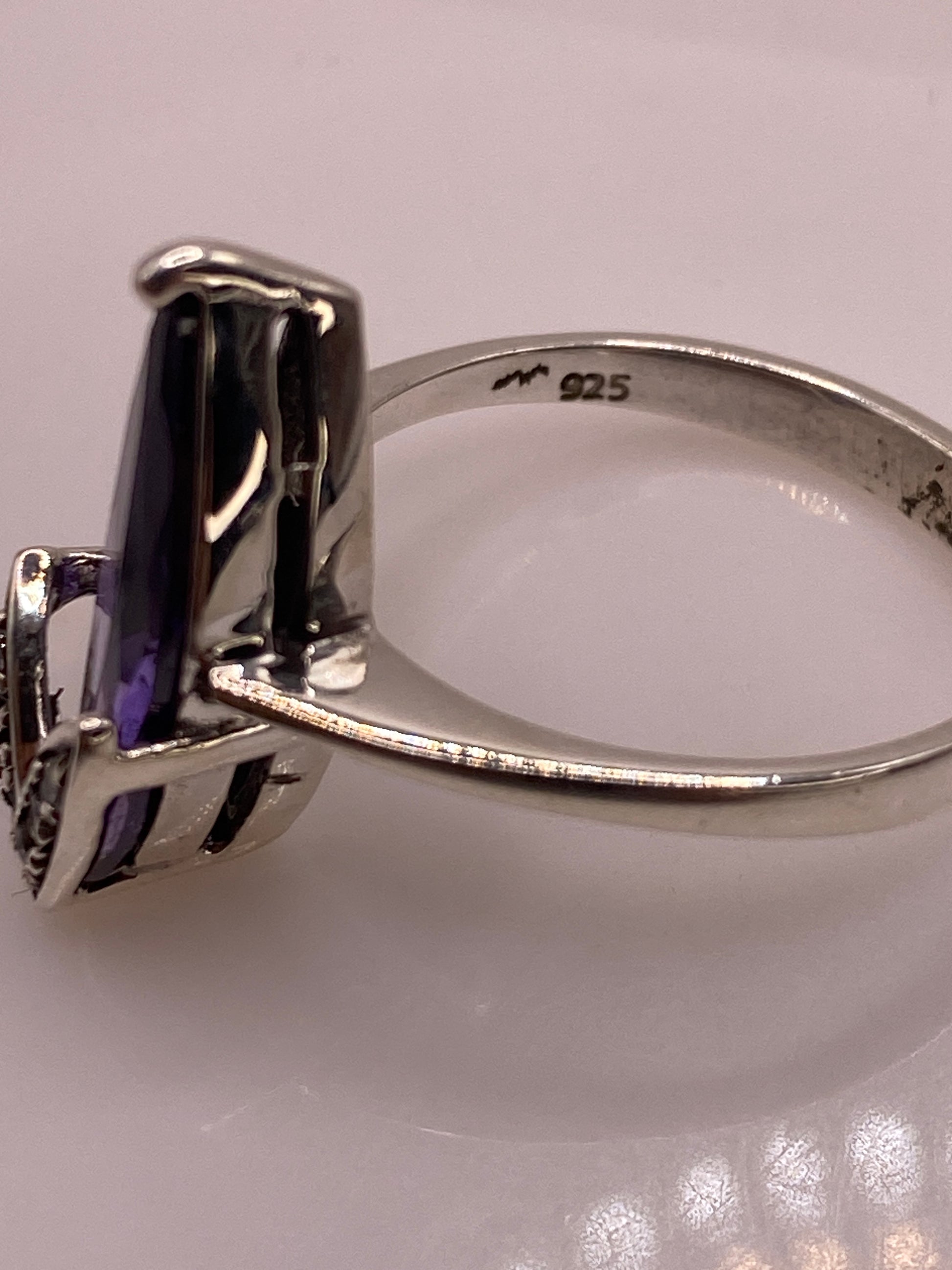 Anillo de Plata Solitario Circonia Morada — Elegancia Vintage — foto 5