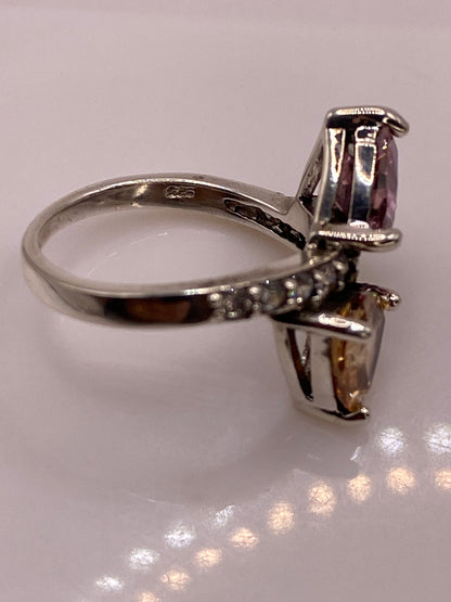 Anillo de Plata Cóctel con Circonias Ámbar y Violeta — foto 5