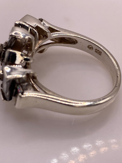 Anillo de Plata Arco Vintage con Circonias Blancas y Ahumadas — foto 5