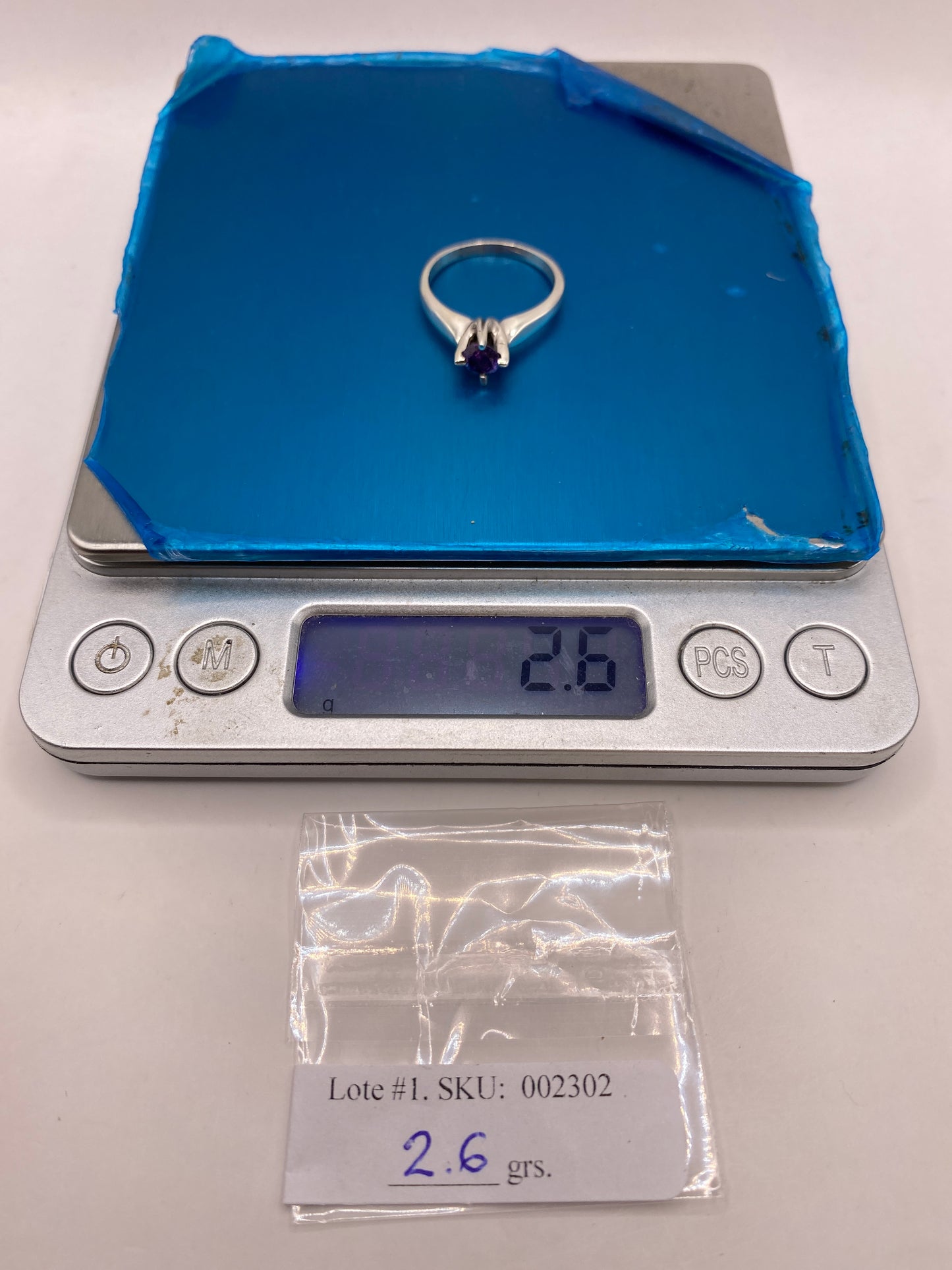 Anillo Solitario de Plata .950 con Circonia Púrpura — foto 6